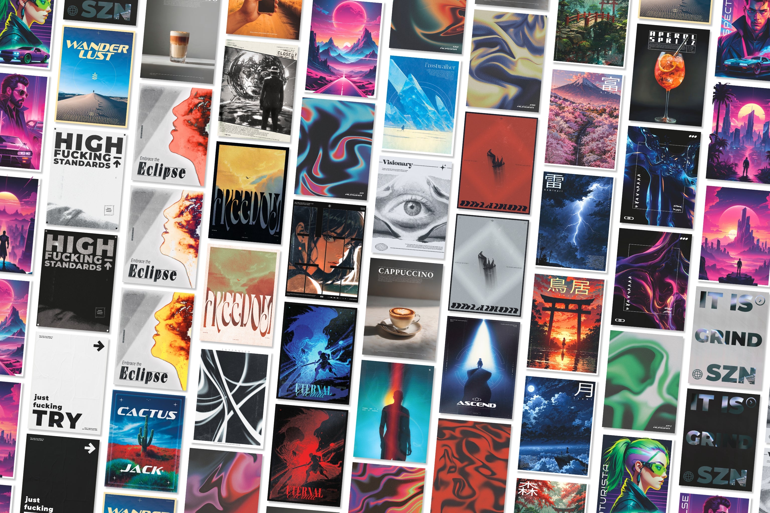 Website cover image showing lots of different designs available in our shop